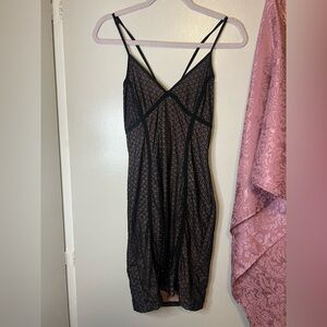 Fashion Nova - Black and Rose Pink Sparkle Strappy Mini Dress